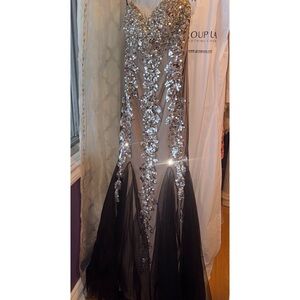 Elegant Black and Silver Sequin Gown
